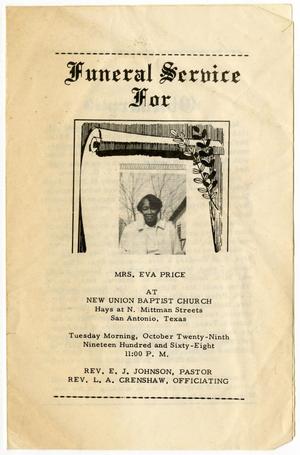 [Funeral Program for Eva Price, October 29, 1968]