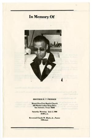 [Funeral Program for Robert Thomas Prosser, July 5, 1980]