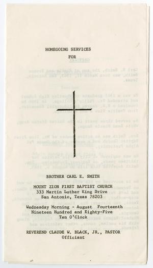 [Funeral Program for Carl E. Smith, August 14, 1985]
