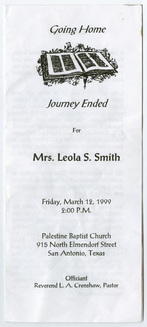[Funeral Program for Leola S. Smith, March 12, 1999]