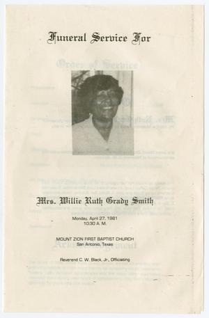 [Funeral Program for Willie Ruth Grady Smith, April 27, 1981]
