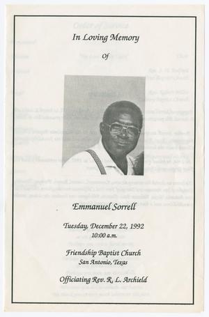 [Funeral Program for Emmanuel Sorrell, December 22, 1992]