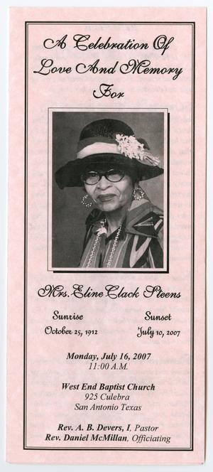 [Funeral Program for Eline Clack Steens, July 16, 2007]