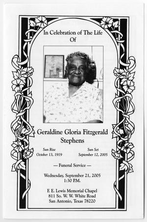 [Funeral Program for Geraldine Gloria Fitzgerald Stephens, September 21, 2005]