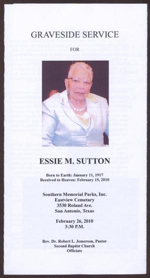 [Funeral Program for Essie M. Sutton, February 26, 2010]