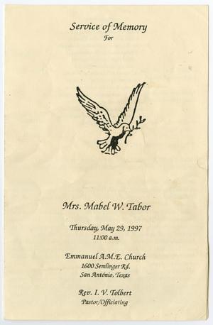 [Funeral Program for Mabel W. Tabor, May 29, 1997]