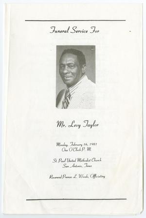 [Funeral Program for Levy Taylor, February 16, 1981]