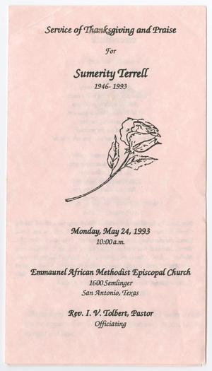 [Funeral Program for Sumerity Terrell, May 24, 1993]