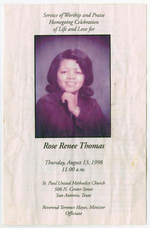 [Funeral Program for Rose Renee Thomas, August 13, 1998]