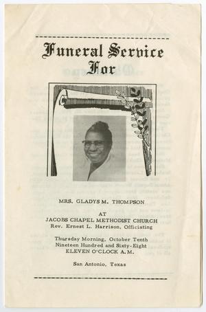 [Funeral Program for Gladys M. Thompson, October 10, 1968]