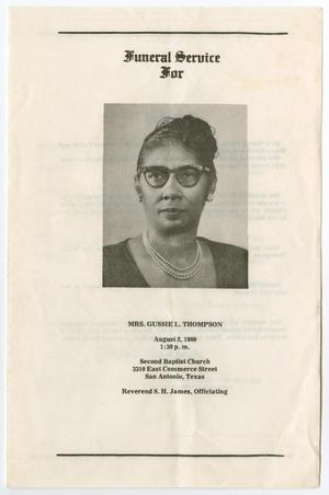 [Funeral Program for Gussie L. Thompson, August 2, 1980]