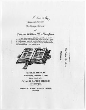 Primary view of object titled '[Funeral Program for William H. Thompson, January 3, 1990]'.