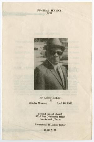 [Funeral Program for Albert Todd, Sr., April 18, 1983]