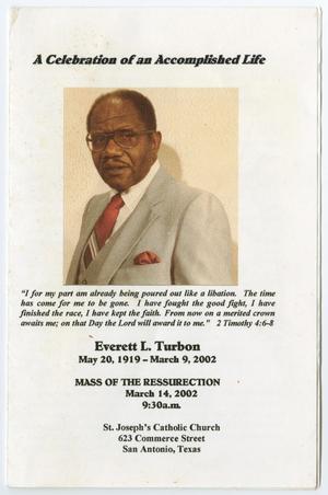 [Funeral Program for Everett L. Turbon, March 14, 2002]
