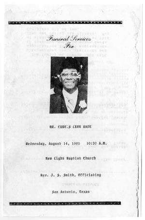 [Funeral Program for Curtis Leon Wade, August 14, 1985]