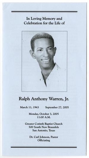 [Funeral Program for Ralph Anthony Warren, Jr., October 3, 2005]