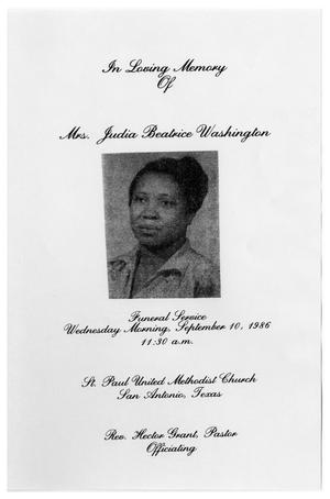 [Funeral Program for Judia Beatrice Washington, September 10, 1986]