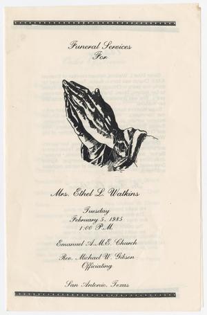 [Funeral Program for Ethel L. Watkins, February 5, 1985]
