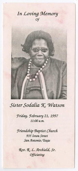 [Funeral Program for Sodalia K. Watson, February 21, 1997]