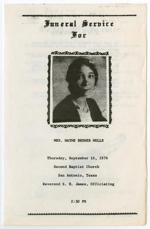 [Funeral Program for Mayme Brewer Wells, September 16, 1976]