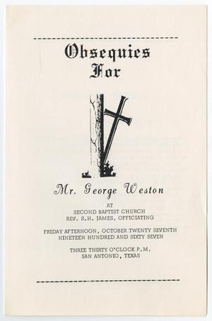 [Funeral Program for George Weston, October 27, 1967]