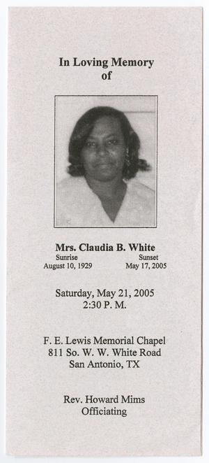 [Funeral Program for Claudia B. White, May 21, 2005]