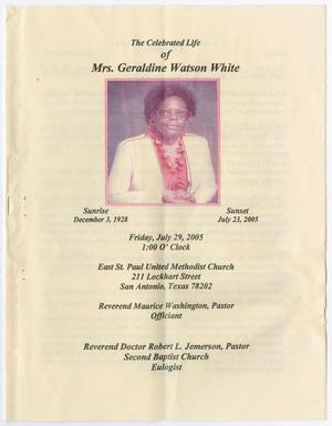 [Funeral Program for Geraldine Watson White, July 29, 2005]