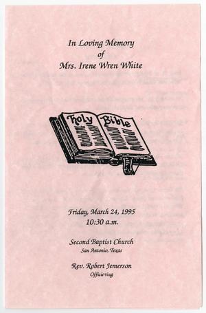 [Funeral Program for Irene Wren White, March 24, 1995]