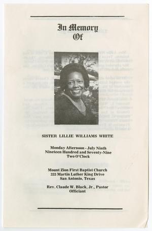 [Funeral Program for Lillie Williams White, July 9, 1979]