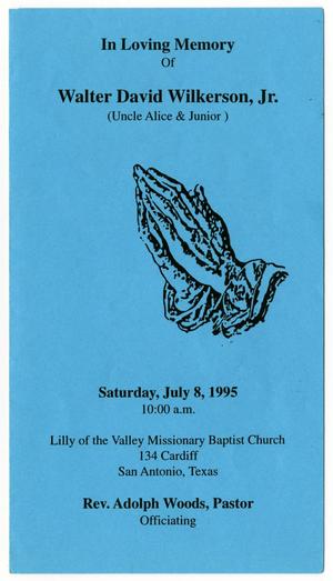 [Funeral Program for Walter David Wilkerson, Jr., July 8, 1995]