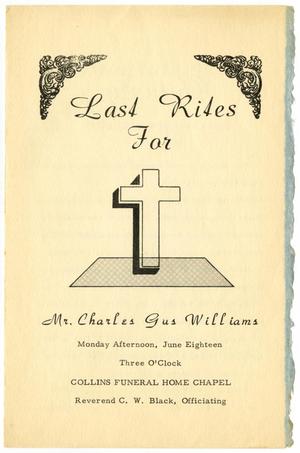 [Funeral Program for Charles Gus Williams, June 18, 1962]