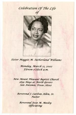 [Funeral Program for Maggie M. Sutherland Williams, March 11, 2002]