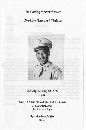 Primary view of object titled '[Funeral Program for Earnest Wilson, January 24, 1994]'.