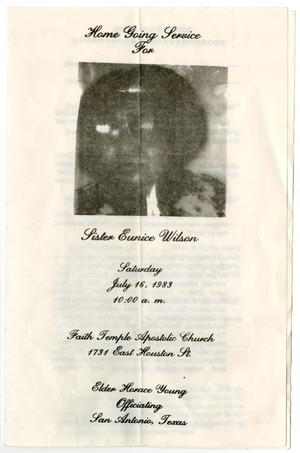 [Funeral Program for Eunice Wilson, July 16, 1983]