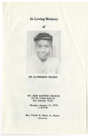 Primary view of [Funeral Program for Katherine Wilson, January 15, 1979]