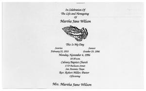 [Funeral Program for Martha Jane Wilson, November 4, 1996]