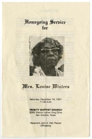 [Funeral Program for Louise Winters, December 19, 1981]