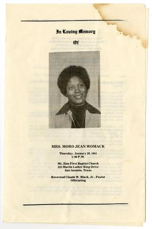 [Funeral Program for Moro Jean Womack, January 29, 1981]