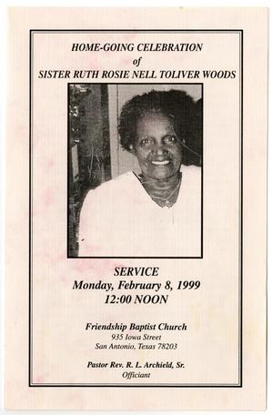[Funeral Program for Ruth Rosie Nell Toliver Woods, February 8, 1999]