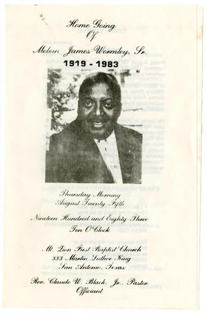 [Funeral Program for Melvin James Wormley, Sr., August 25, 1983]