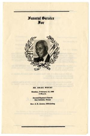 [Funeral Program for Israel Wricks, February 18, 1980]