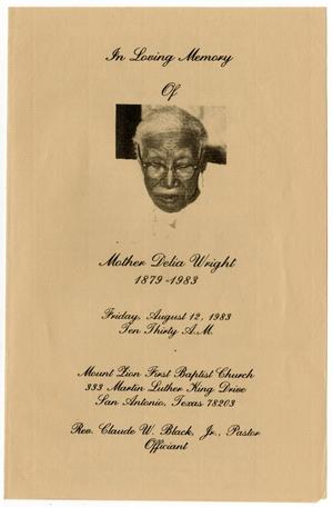[Funeral Program for Delia Wright, August 12, 1983]