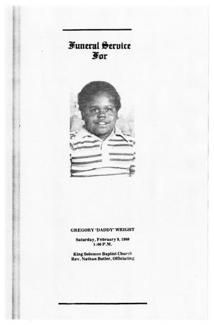 [Funeral Program for Gregory Wright, February 9, 1980]