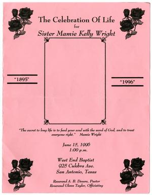 [Funeral Program for Mamie Kelly Wright, June 15, 1996]