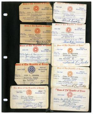 Primary view of object titled '[Page of Membership Cards and Drivers Licenses]'.
