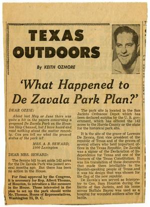 Texas Outdoors: What Happened to De Zavala Park Plan?