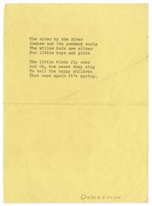 Primary view of object titled '[Poem, signed "Doberman"]'.