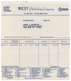 [Current service statement for John J. Herrera from West Publishing Company, December 27, 1978]