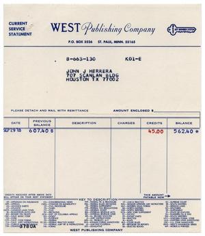 [Current service statement for John J. Herrera from West Publishing Company, September 29, 1978]
