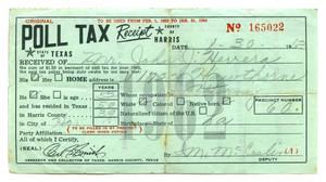 [Poll tax receipt for John J. Herrera, County of Harris - 1962]